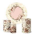 Trio Capas Cilindro + Painel Sublimado 1,50m Flores