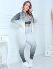 Trio Conjunto Legging Top e Casaco Bomber Roupa de Academia Fitness