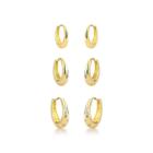 Trio de Brincos Argola Ouro 18k - Elegância e Brilho para Seu Look