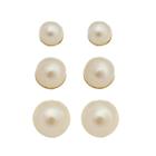 Trio de Brincos de Pérolas Banhado em Ouro 18K