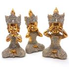 Trio De Buda Tailandês Cego Surdo Mudo Buda Estatueta 9 cm