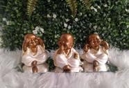 Trio de Budas Monge Bebê Cego Surdo Mudo PEROLADO Decoração