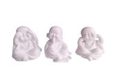 Trio de Budas Monges Bebês Cego Surdo Mudo 8 CM Gesso Cru Para Pintar