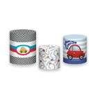 Trio De Capa Cilindro 3D - Carros Carrinho Vermelho 002