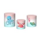 Trio De Capa Cilindro 3D - Fundo do Mar Sereia Baby Cute 010