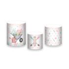 Trio De Capa Cilindro 3D - Jardim Boho Aquarela 012 - Via Cores