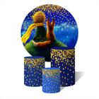 Trio de Capas Cilíndricas + Painel Redondo Sublimado c/ Elástico Pequeno Príncipe e Raposa Céu Estrelado