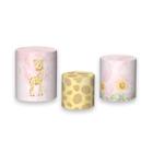 Trio de Capas de Cilindro - Girafa Rosa Cute Aquarela 035