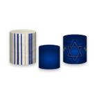 Trio de Capas de Cilindro - Judaico Azul com Dourado 037