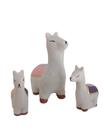 Trio de Lhama Alpaca de porcelana miniaturas enfeite