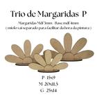 Trio de margaridas P em MDF com base decoração de festas