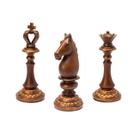 Trio De Peças Do Xadrez Decorativas Em Resina Bronze