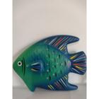 Jogos 2 pratos de peixes decorativos cerâmica ocean azul 28X13 CM