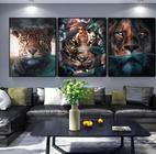 Trio De Quadros Decorativos animais selvagem e natureza"