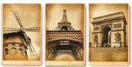 Trio De Quadros Decorativos Torre Eiffel"