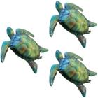 Trio De Tartarugas Decoração Casa De Praia Mar Resina 20x16