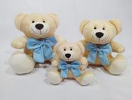 Trio De Ursinhos Ted Com Laço Para Nichos 14cm 20cm 25cm