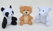 Trio de ursos de pelúcia 3 bichinhos ursinho marrom panda polar