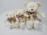 Trio De Ursos New Soft Para Nichos -14 cm-17 Cm- 24 Cm Nichos Bebês Decoração Quartos Infantil