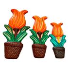 Trio De Vasos Flor Tulipa Em Cerâmica Enfeite De Parede