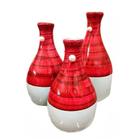 Trio de Vasos Garrafas em Cerâmica - Vermelha