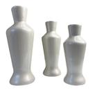 Trio decorativo vaso garrafa branco perolado de cerâmica