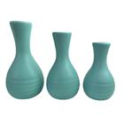 Trio decorativo vaso garrafa verde de cerâmica moderno