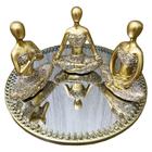Trio Decorativo Yoga Meditação Buda Resina + Bandeja Espelho
