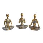 Trio Decorativo Yoga Meditação Em Resina meditando posição enfeite rezando kit cj