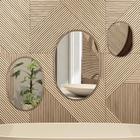 Trio Espelho de Vidro Oval Londres com Borda em MDF Cru 80x50x40