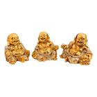 Trio Estátua Buda Monges Sábios Sorte Fortuna