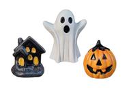 Trio Fantasma Casinha Abobora Miniatura Decoração Halloween - Decore Casa
