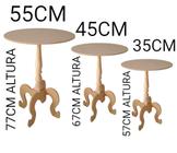 Trio Mesa Pé Torneado Decoração Festa Lembrancinha Madeira