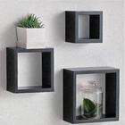 Trio Nicho Preto Tx Mdf Decorativo 30/25/20 Quartos Salas