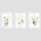 Trio Quadro Decorativo Grande Folhagem Moldura Vidro