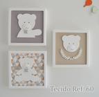 Trio Quadros D179 Enfeite Parede Ursos Menino Decoração Infantil Baby Quarto - 3 Unid