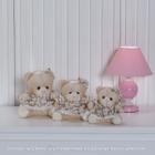 Trio Ursinhos De Pelúcia Para Nicho Decoração Bebê Quarto Festa - Ursinha Floral Rosa