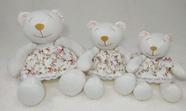 Trio Urso Para Nicho Bicho De Pelúcia Floral 32x24x20cm