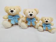 Trio Urso Ted Nicho Laços De Tecido 24x20x14cm Decoração Brincar - Baby Adoletá