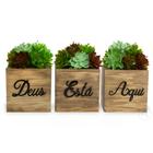 Trio Vasinhos Decorativos - Deus Está Aqui Preto - Enfeite para Sala