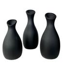 Trio vaso garrafa preto fosco em cerâmica enfeite de mesa