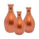 Trio Vasos Garrafas Em Cerâmica Fosca De Sala Decor - Bronze