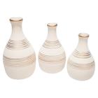 Trio Vasos Garrafas em Cerâmica Fosca de Sala Decor - White Gold