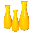 Trio Vasos Garrafas Grandes em Cerâmica Decorativa - Amarela