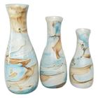 Trio Vasos Garrafas Grandes em Cerâmica Decorativa - Azul Orion