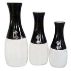 Trio Vasos Garrafas Grandes em Cerâmica Decorativa - Black White
