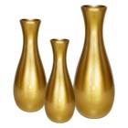 Trio Vasos Garrafas Grandes em Cerâmica Decorativa - Golden