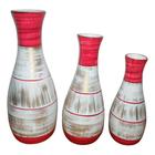 Trio Vasos Garrafas Grandes em Cerâmica Fosca Decorativa - Red Gold