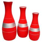 Trio Vasos Garrafas Grandes em Cerâmica Fosca Decorativa - Red Silver