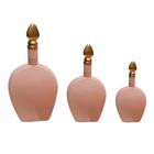 Trio Vasos Moruna em Cerâmica Fosca Decorativa de Sala - Rose Gold